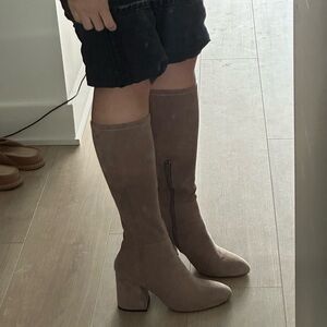 Taupe suede Knee-High Boots